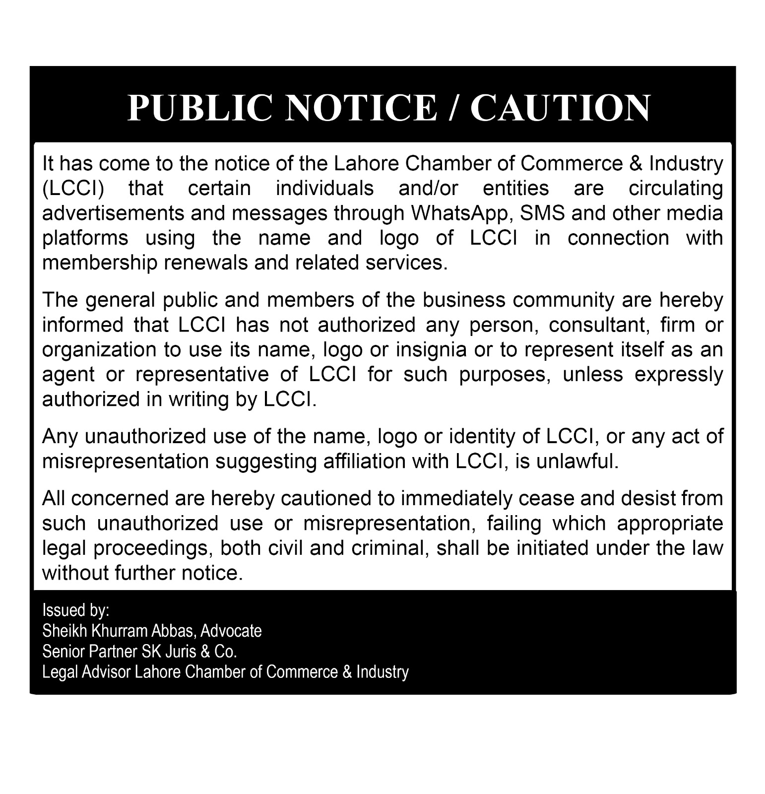 Office order - Legal Notice